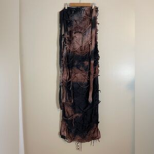 Micas Dress Womens L Tie Dye Strapless Midi Grunge Distressed Whimsigoth